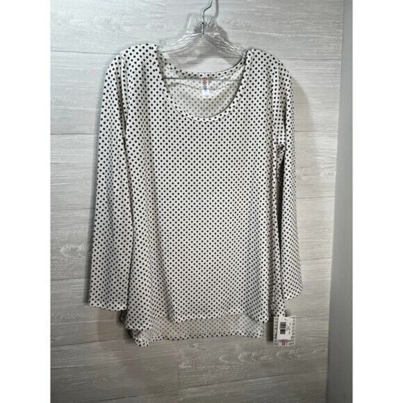 LullaRoe Women's Long Sleeve‎ High Low Hem Casual Scoop Neck Polka Dots Top - Picture 3 of 6